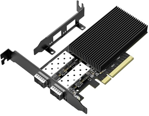 Scheda di Rete PCIe SFP+ 10Gb con Doppia Porta SFP+ 10 Gbps, Chip 82599(X520-DA2), Adattatore LAN Ethernet VIMIN 10G Supporta Windows 7/8/10/11/Linux/VMware, Compatibile con PCI Express X8 e X16