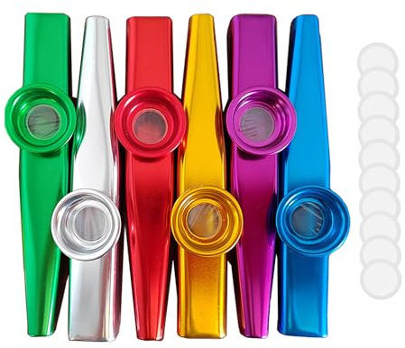 6 Stück Kazoo,Kazoos Metall Kinder,Nasenflöte Aus Musikinstrument,Musical Instruments Adults,Wind,Blasinstrumente Ententröte Entenpfeife,Harp Jaw Instrument,Okarina Membran,kunst Tröte,10 Flötenfolie