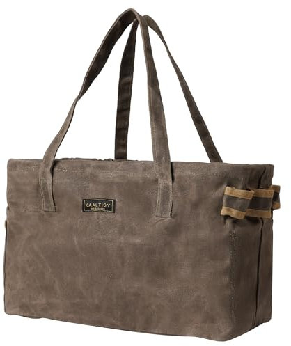Werkzeugtasche, Hand-Werkzeug-Aufbewahrungstasche, 16OZ Waxed Canvas Tool Bag Case - mit Außentaschen + Stabile Griffe + Top Metall Bar - für Schreiner Handwerker Gärtner | Grau | 38x18x25cm