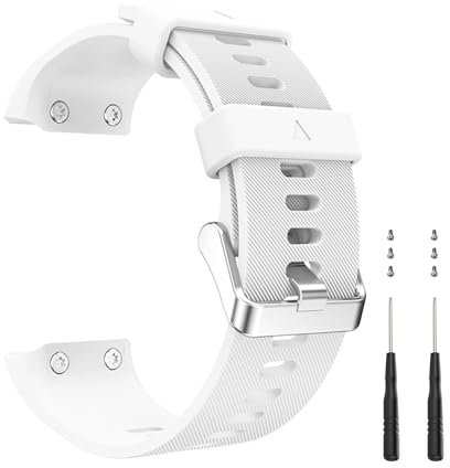 Bracelet Compatible avec Garmin Forerunner 35/30, Bracelets de Remplacement en Silicone pour Garmin Approach S10 avec 6 Vises et 2 Tournevis (Blanc)