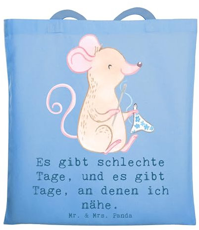 Mr. & Mrs. Panda Einkaufstasche Maus Nähen - Geschenk, Kreatives Hobby, Strandtasche, Nähmaschine, Tote Bag, Umhängetasche, Nähkurs, Schultertasche, Büchertasche, DIY, Tüte