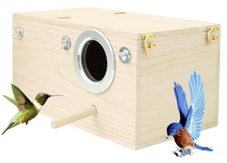 Sittich Nistkasten Vogelhaus Hölzerne Vogel Nistkasten Wellensittich Zuchtbox Brutkasten für Papageien mit Stehstange Verwendet Für Kleine Vögel Wie Finken Wellensittiche Kanarienvögel Usw