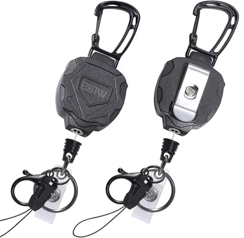 EOTW 2 Stücke Ausziehbar Schlüsselanhänger mit Gürtelclip, ID-Ausweisrolle mit 70cm Einziehbarer Stahlseil, Retractable Keychain für Ausweishalter, Gürtel, Tasche und Schlüssel,10 OZ