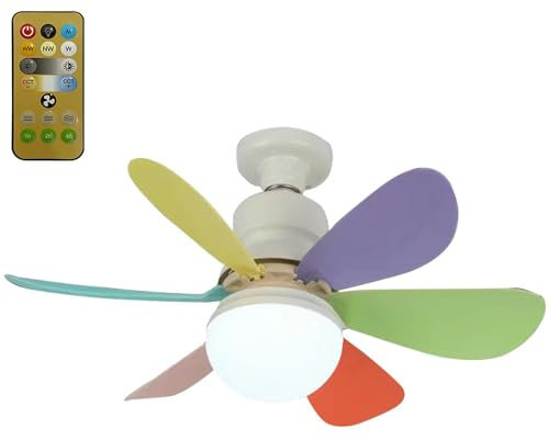 Ceiling Fans with Lights, Socket Fan Light, E27 40W Screw in Fan Light, 6 Blades Socket Ceiling Fan, Dimmable 3 Color Temperatures Modern Fan Lamp for Bedroom Living Room (Multi-Color)