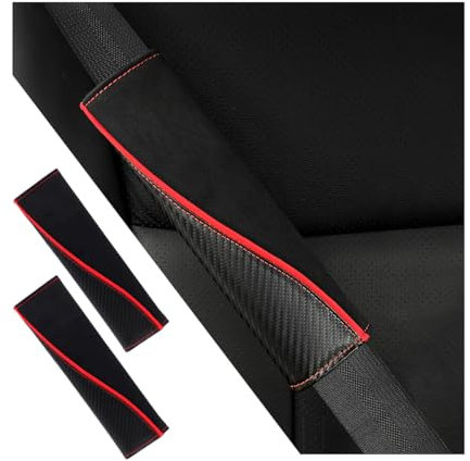 Adunsiaoto 2 Stück Leder Auto Sicherheit Sicherheitsgurt Abdeckung Pads, Auto Sicherheitsgurt Abdeckung Carbon Fiber Leder Schutz, Auto-Sicherheitsgurt-Pads(Unmarked)