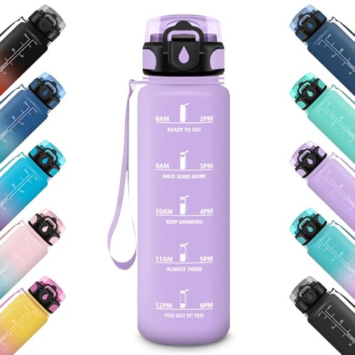 HoneyHolly Trinkflasche Sport, Auslaufsicher 500ML, Trinkflasche kinder, Motivierende mit Zeitmarkierung, Wasserflasche, Sportflasche, Trinkflasche Kohlensäure Geeignet, für Schule, Fitness, Outdoor