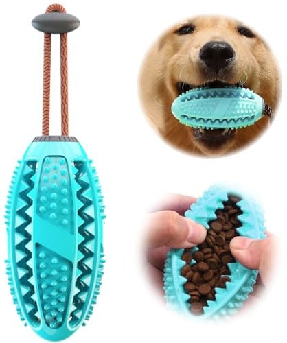 NIEEKRUN Juguete para perros inteligencia, pelota de golosinas para perros, pelota de alimentación fuerte de caucho natural y cuidado dental, juguete para perros pequeños y grandes, indestructible