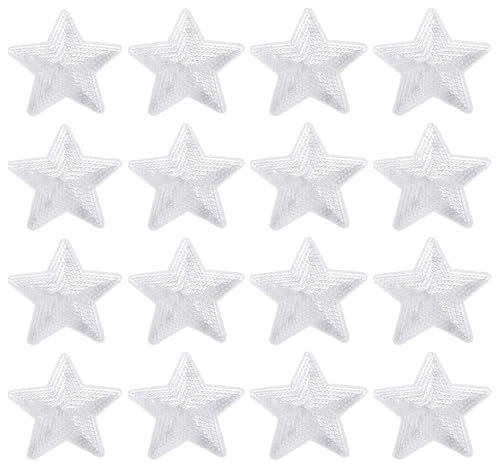 sourcing map 16 Pieces Large Iron on Patches Star Sequin Iron on Applique Embroidered Patches Silver Bling Appliques for Clothes DIY Crafts Bag Pants