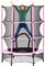 HOMCOM Trampoline Enfant Ø 1,40 × 1,90H m Filet de sécurité Porte zipée Couvre-Ressorts 6 poteaux rembourrés Inclus Rose