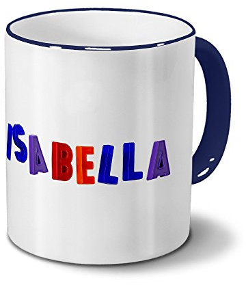 printplanet Tasse mit Namen Isabella - Motiv Magnetbuchstaben - Becher, Kaffeetasse, Kaffeebecher, Mug - Blau