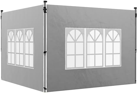 Outsunny Lot de 2 Parois Latérales pour Tonnelle 3x3m 295x195cm Gris Clair