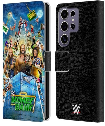 Head Case Designs Offizielle WWE Braun, Drew & Bayley 2020 Money In The Bank Leder-Wallet-Hülle Kompatibel mit Samsung Galaxy S25 Ultra