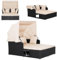 GYMAX Canapé Lit Jardin Extérieur avec Auvent Rétractable pour 2 Personnes, Coussin et 4 Oreillers, Plateaux Latéraux pour Rangement, pour Bain de Soleil dans Patio, Cour, Piscine (Beige)