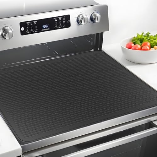BATINO Silicone Stove Top Covers for Electric Stoves, 71x50cm Black Large Hob Covers for Electric Cookers, Induction Hob Protector Mat for Ceramic Hob, Heat Resistant Glass Top Cove