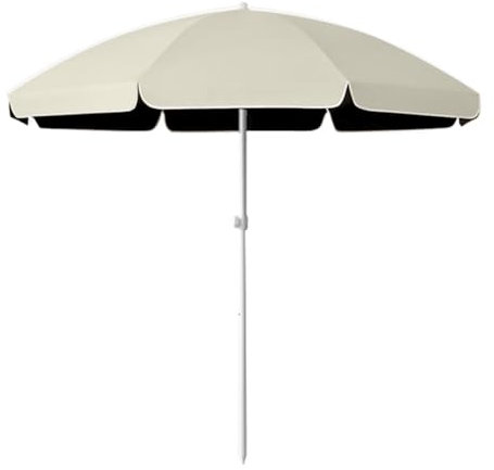 KXWOQ3ED Tragbarer runder Strandschirm, 2,2 m, Outdoor-Gartenschirm, UV-Schutz, Sonnenschirm, Marktschirm, höhenverstellbar, beige, 220 cm