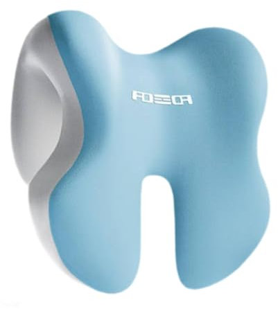 MagiDeal Kopfstütze für Bürostuhl, Nickerchenkissen mit Aufbewahrungstasche, ergonomisches Mehrzweck-Nackenkissen aus Memory-Schaum für Auto, Büro, Hotel, Blau Grau