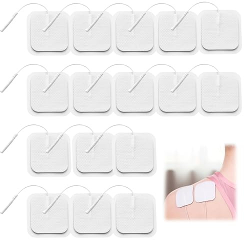 16 Stücke Tens Elektroden Pads 40 * 40 mm, Elektrostimulator für TENS EMS | Universal-Elektrostimulationspflaster Wiederverwendbare Klebeelektroden für Compex-Elektroden, 2 mm Anschlus