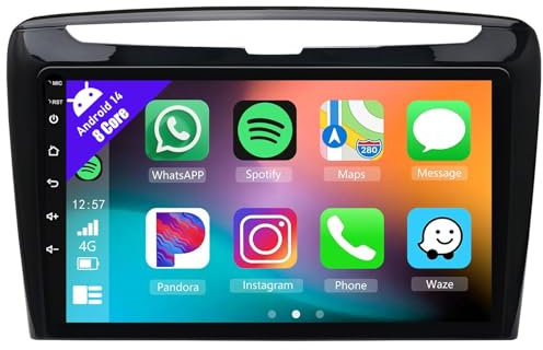 Autoradio Android 14 per Lancia Ypsilon 2012-2020, 9 Pollici Touch Screen Car Radio con CarPlay Android Auto Navigazione GPS Bluetooth Controllo vocale RDS(8Core(4+64GB))
