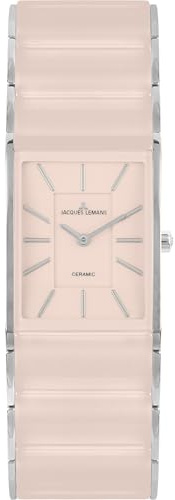 JACQUES LEMANS Damenuhr Dublin Keramik 24 x 28 MM Saphirglas mit Edelstahlband 1-1940P