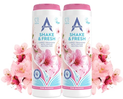 Astonish Pink Peony Carpet Powder Deodorizer, 2 Pack, 12.3 oz Canisters