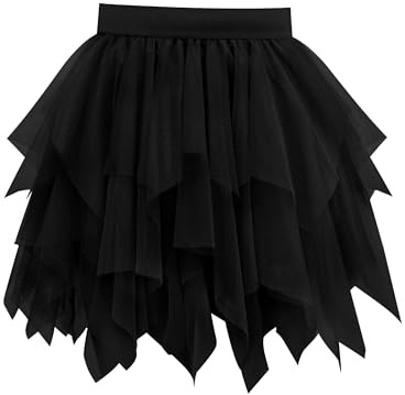 Vlazom Women's Tulle Tutu Skirts, 4 Layered Petticoat Underskirt Vintage A-line Rockabilly Tutu Skirt for Dress-up Parties Dancing, Halloween Party S-3XL