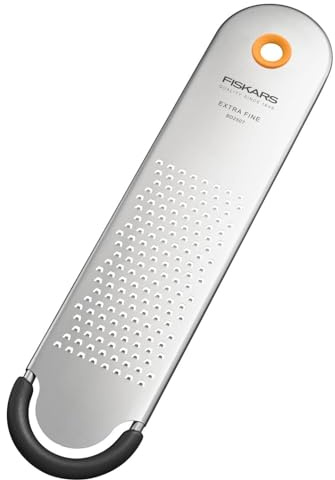 Fiskars Functional Form Grattugia Extra Fine | Grattugia Per Scorza di Limone, Zenzero e Cioccolato, Protezione Lama, Grigio/Nero/Arancione, 1079966