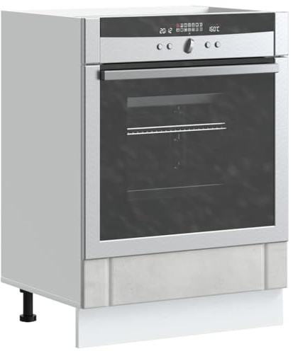 Owoxanthellate Owox Lucca 60 × 46 × 81,5 cm legno grigio cemento, piedini regolabili, armadio da cucina con scomparto per forno/microonde, spazio per piccola cucina, senza elettrico