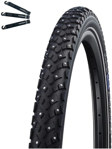 1 x Schwalbe Marathon Winter Plus Fahrradreifen Schwarz/Reflex 55-406 (20 x 2.15) inkl. maxxi4you Reifenheber