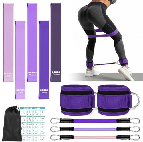 HOTUT Widerstandsbänder Set,Fitnessbänder Widerstandsbänder,Widerstandsband und Verstellbare Knöchel mit Manschetten,Fitnessgerät für Damen und Herren für Kickbacks,Hüft,Gesäßmuskel,Trainingsübungen
