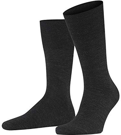 FALKE Herren Socken Airport M So Wolle Baumwolle einfarbig 1 Paar, Grau Anthracite Melange 3080, 41-42