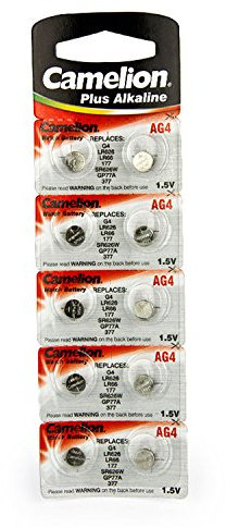Camelion Batteria bottone Alcalina AG4 / LR66 / 177 / 377 / LR626, Confezione da 10 pezzi, lungo data di scadenza (data segnato)