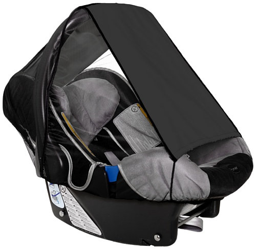 Sunnybaby 11286 – Protezione solare universale per ovetto, tettuccio parasole con protezione dagli insetti, protezione UV UPF 50+, regolabile in modo versatile, con apertura, colore: nero, qualità: Made in Germany