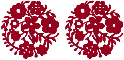 Premier Housewares Flower Design Placemats - Set of 2, Red