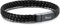 MeMeDIY Schwarz Edelstahl Echtleder Armband Manschette Geflochten Gravur