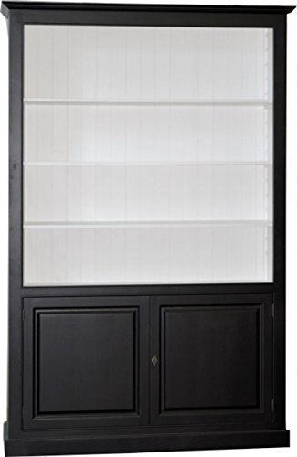 Casa Padrino Luxus Bücherschrank Schwarz/Weiß B 168 x H 254 cm Bücherregal Regal Schrank - Art Deco Jugendstil Hotel Möbel