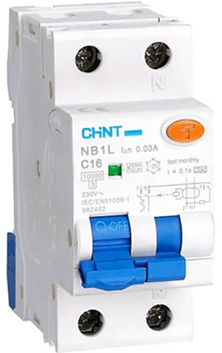 Chint 203007 - Disyuntor de corriente residual de 1 polo, 16 A