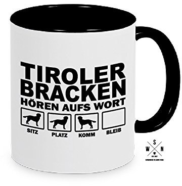 siviwonder Tasse Kaffeebecher Tiroler Bracken Hören aufs Wort Hund Hunde Fun schwarz