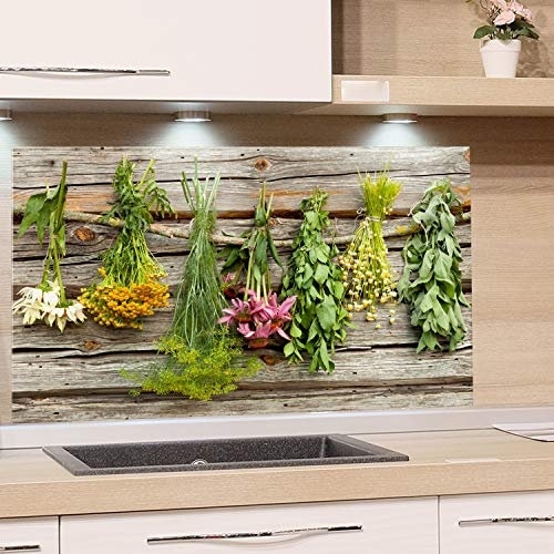 GRAZDesign Spritzschutz Glas für Küche Herd, Bild-Motiv Küchenkräuter, Küchenrückwand Küchenspiegel Glasrückwand, Herdblende Rückwand Küche, 4mm ESG Glas 80x50cm