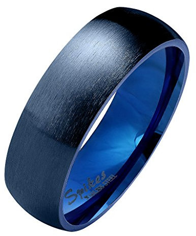Mianova Herren Damen Band Ring Partnerring Edelstahl Verlobungsring Damenring Herrenring Matt Blau Größe 58 (18.5) Breit 6mm