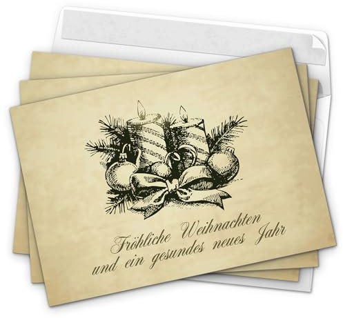 Einladungskarten Manufaktur Hamburg 10 moderne Weihnachtskarten mit Umschlag, Motiv Vintage Look Adventsgesteck im Postkarten-Format/Weihnachtspost/Weihnachten