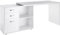 HOMCOM Bureau d'angle Bureau Droit modulable Table de Salle à Manger 2 en 1 Bureau Informatique tiroirs x 3 + 2 niches MDF Blanc