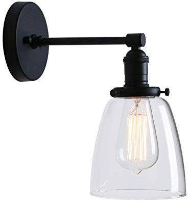 Phansthy Vintage Wandleuchte Moderne Wandlampe Deckenglocken klarglas Wandleuchten Wandbeleuchtung Industrie Loft-Wandlampe Wandbeleuchtung Küchenwandleuchte Spiegeleuchte(Schwarz Farbe)