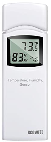 ECOWITT Sensor mit drahtlosem Mehrkanal für Thermometer-Hygrometer, Innen-/Außentemperatur- und Luftfeuchtigkeitsmesser mit LCD-Display, Remote-App-Überwachung, Dip-Schalter zum Schalter WH31(WN31)