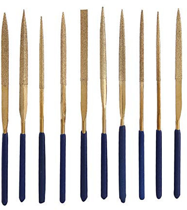 Titanium-Coated Diamond Needle File Set, 10pcs Titanium Alloy Coated Grinding Diamond Files Repair Tools for Metal Glass Ceramic Jewelry Carving