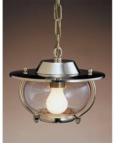 Licht-Erlebnisse Premium Hängeleuchte Messing Glas rund Ø26cm ANCONA maritime Lampe Küche Esstisch Pendelleuchte