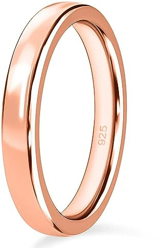 TJC Silver Rings for Women – 925 Sterling Silver Wedding Band Ring, 4mm Width, Rose Gold Plated Ladies Ring, Promise Rings, Trending Fashion Jewelry Sizes J