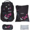 Schulrucksack Mädchen 4 T Set Hero Butterfly Rucksack Schultasche Turnbeutel Mäppchen Box Regenschutz 12679 rbbr (Butterfly Black Pink)