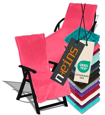 npluseins Auflage für Gartenmöbel - Schonbezug mit Kapuze - Flausch 1521.2199, Gartenliege ca. 70 x 200 cm, pink