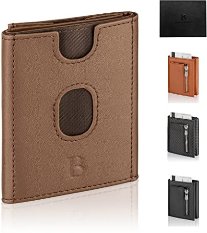 LOGAN & BARNES Kartenetui Herren mit TÜV geprüftem RFID-Blocker - Kreditkartenetui mit Druckknopfverschluss - RFID Geldbeutel Herren Modell Copenhagen (Leder - Braun, ohne Münzfach)