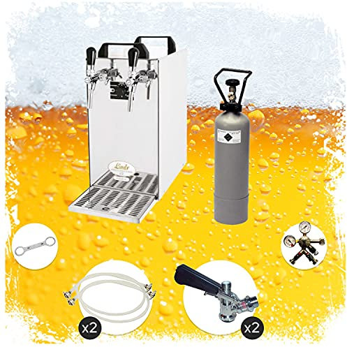 ich-zapfe Set Completo: dispensador de Cerveza Kontakt 40, Refrigerador seco de 2 grifos, 50 litros/h, KEG:Adaptador de 5 litros, KEG 2:Type S
